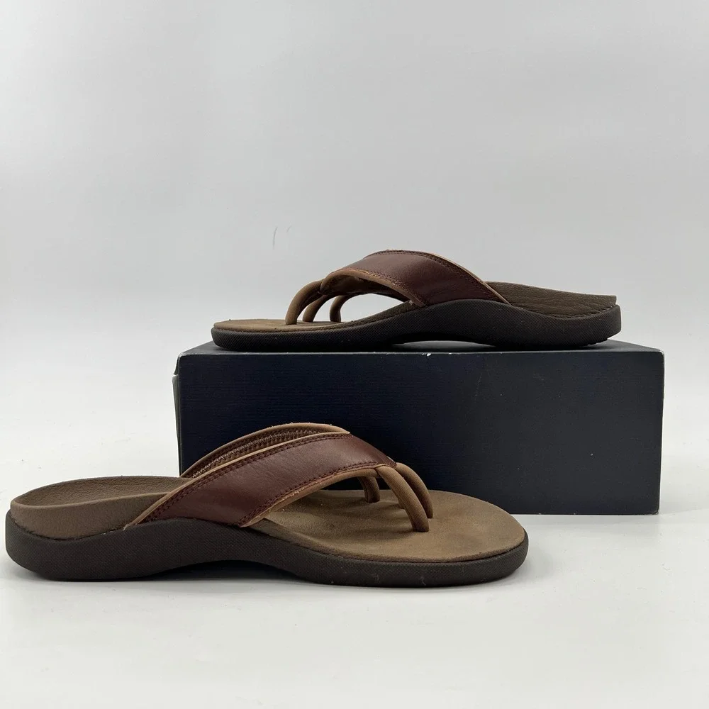 Wellrox Grasp Sandals Womens 8 Brown Yoga Wellness Leather Toe Separator Cloud